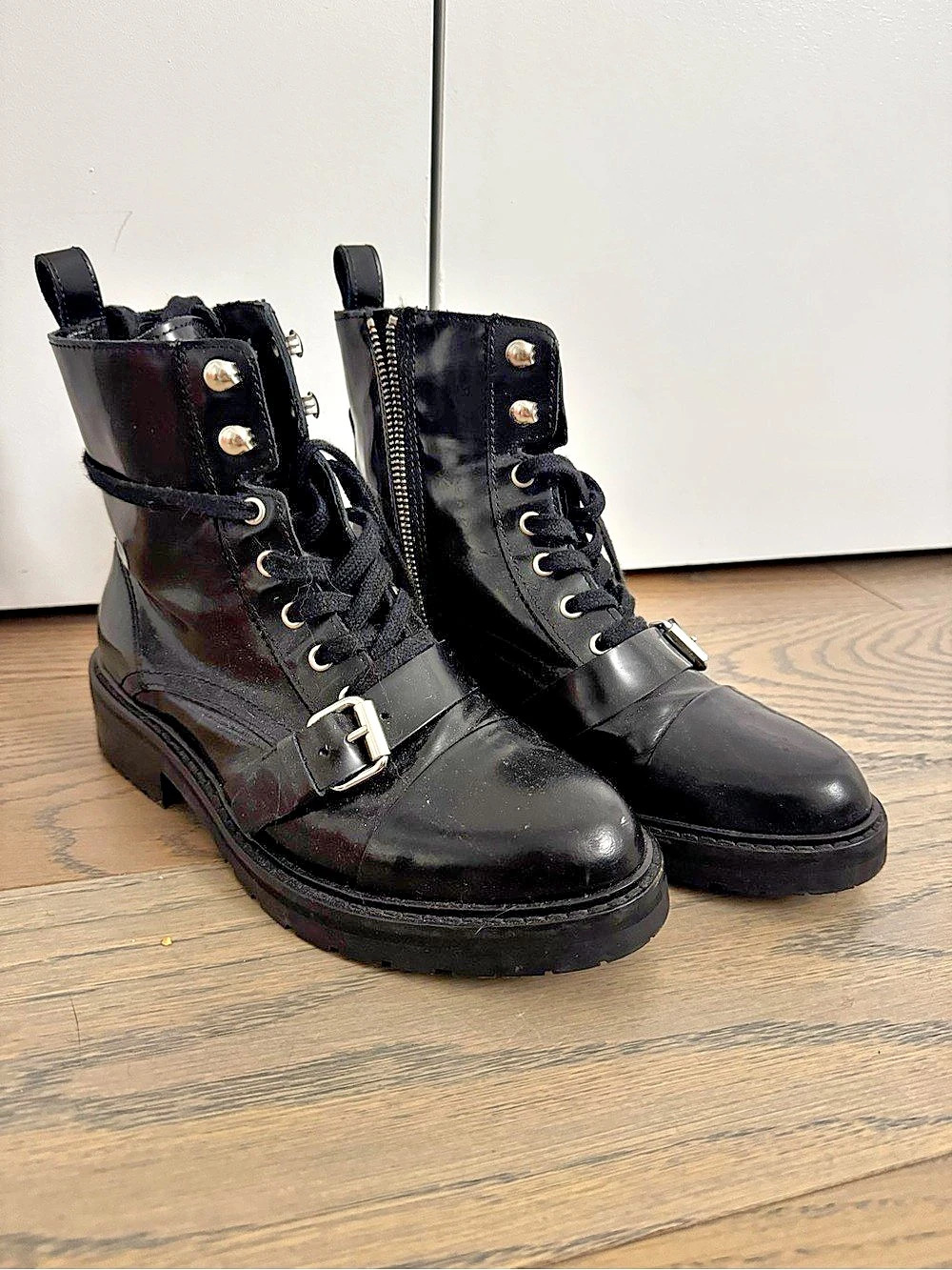 All Saints 200Black Combat Boots